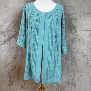 Blair Robin Egg Blue Knit Crochet Cardigan Wmn’s L